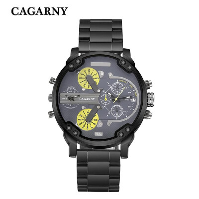 

CAGARNY Men Business Quartz Watch Stainless Steel Band Wrist Watch Fashion Exquisite Big Dial Watches