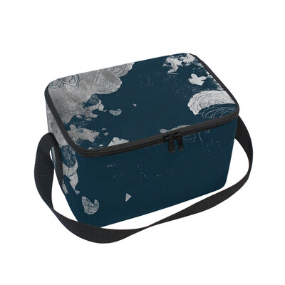 

ALAZA Insulated Lunch Box Dark Flower Pattern Lunch Bag for Men Women Portable Tote Bag Cooler Bag