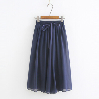 

New Fashion Women Chiffon Wide Leg bow Pant Casual high waist Pant Summer Female Eastic Waist Thin Pants Trousers