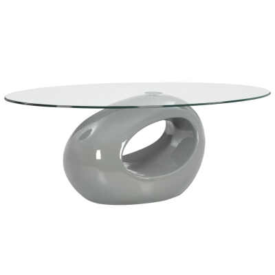 

Coffee Table with Oval Glass Top High Gloss Gray