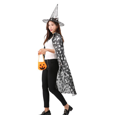 

Halloween Costume Witch Cloak Masquerade Cosplay Cape Hat Set Party Stage Props