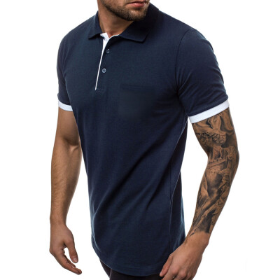 

Toponeto Mens Summer Casual Patchwork Slim Short Sleeve Pockets T Shirt Top Blouse