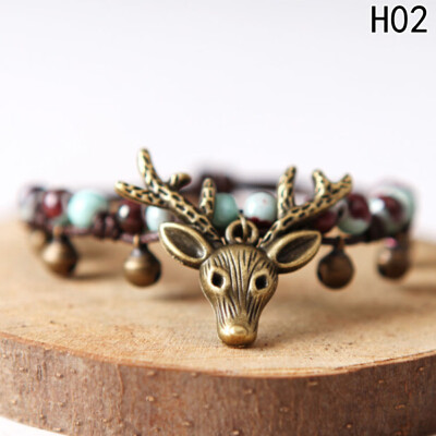 

New Fashion Hand Made Unique Women Ceramic Beaded Bracelets Bell Small Elk Deer Jewelry for Vintage Bracelet Accessories