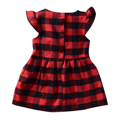 

Summer Baby Girls Casual Cute Plaid Pattern Flare Sleeve Dress Kids Toddler Pageant Sundress