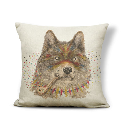 

Animal Wolf Cushion Cover Word Flowers Pillowcase Fox Chic Car Nap Mat Geometry Stripe Throw Pillows Koala Red 4545 Linen Photo