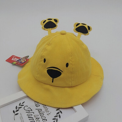 

Autumn Baby Boys Girls Toddler Cartoon Animal Print Bucket Hats With Ear Design Caps Reversible Sun Headwear