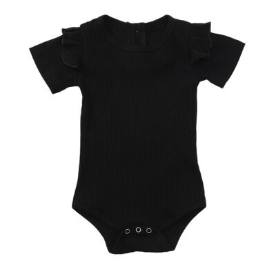 

Infant Baby Flare Sleeve Solid Print Bodysuit Kids Girls Boys Bodysuit Jumpsuit Newborn Clothes