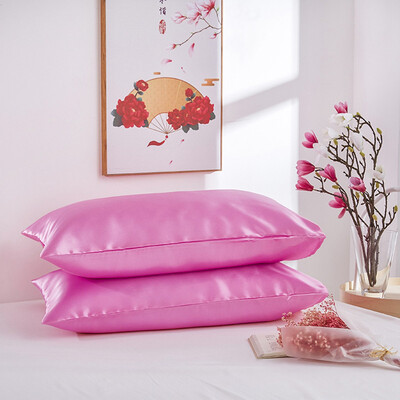 

1Pcs Pure Color Simple Imitated Silk Fabric Satin Summer Pillowcase Pillow Cover