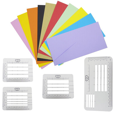 

4PCSSet Letter Craft Stencil Kit Transparent Addressing Guide Templates Rulers Diary Handwriting Envelope Multi-use