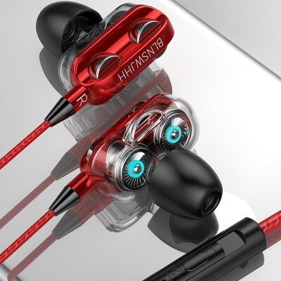 

2020 Fashion In-Ear Headphones Double Moving Coil Dual Speaker Smartphone Headphones Wired Tuning