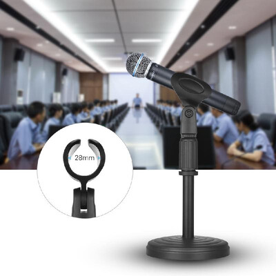 

Portable Fixed Desk Microphone Stand Mic Holder with Clip 205mm Height for Meetings Lectures Podcasts Black