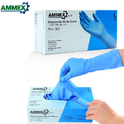 

AMMEX 100Pcs Disposable Nitrile Rubber Glove Thick Rubber Powder Free Strong Stretchy Gloves for Home Food Medical Dental