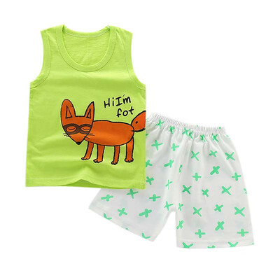 

Boys Girls Sleeveless Clothing Children Summer Clothes Cartoon Clothing Set T-shitPants Cotton Casual Outfits Sets