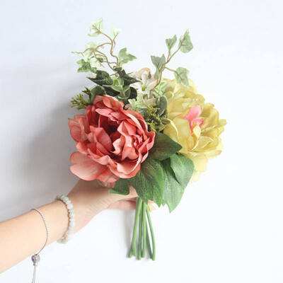 

3 Heads Artificial Peony Flower Bouquet for Wedding Home Decor Flower Arrangements