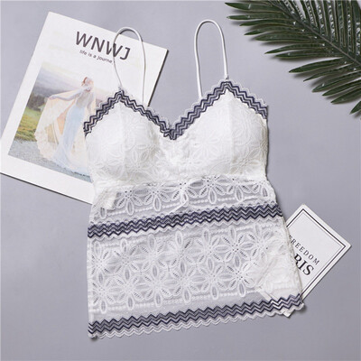 

Sexy Backless Strappy Lace Top Women Contrast Color Floral Embroidery Transparent Lingerie Ladies Camisoles Woman Underwear