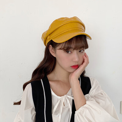 

Net red leather octagonal berets ladies Japanese British navy hats Korean fashion Joker forward newsboy hat
