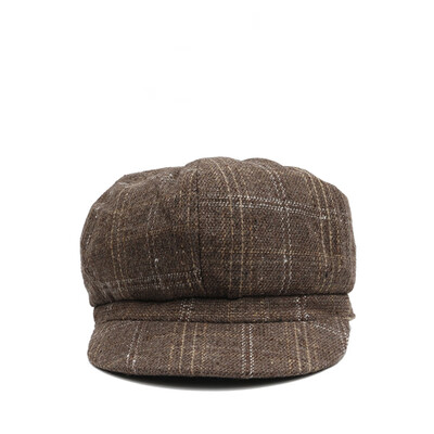 

Hat Womens net red octagonal hat Japanese British all-around retro Beret Korean all-around Plaid NAVY HAT trend
