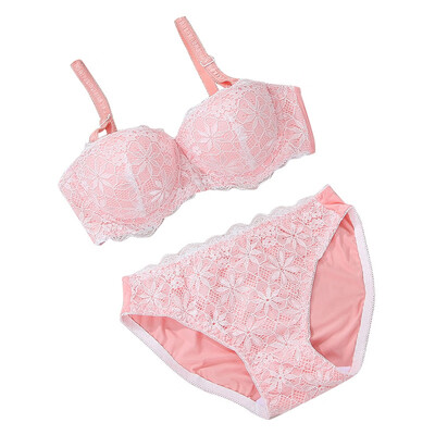 

Sexy Seamless Wire Free lace bra breasts Push Up One Piece sexy Back Closure Tow underwear Women Bra Set