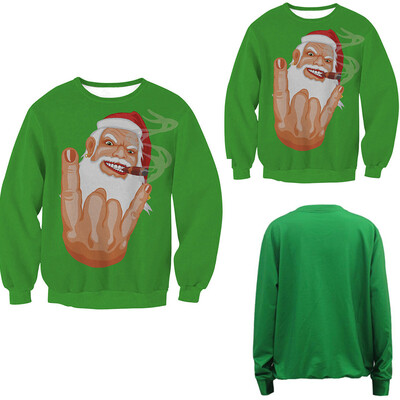 

Tailored Womens Christmas O-neck Santa Claus Print Long Sleeves Tops Blouse Sweater