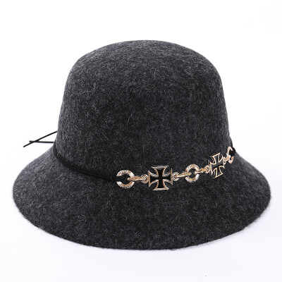 

Early spring new wool wool basin hat hair hat dome small hat lady English cross felt fisherman hat