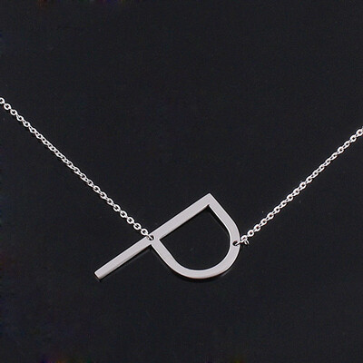 

Alphabet Necklace Silver Plated Initial Letter Alphabet A - Z Choker Pendant