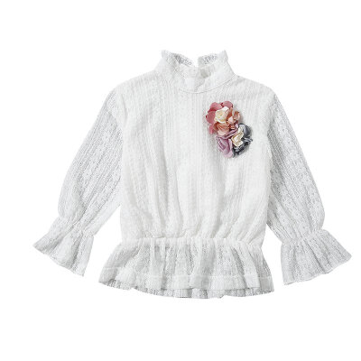 

Baby Girls Spring Cotton Floral Lace Design T-shirt Tops Blouse Long Sleeve Children Casual Shirts New