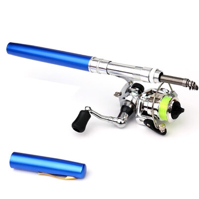 

Portable Pocket Mini Fishing Rod Telescopic Fishing Pole Pen Shape Folded Fishing Rod With Metal Spinning Reel Wheel