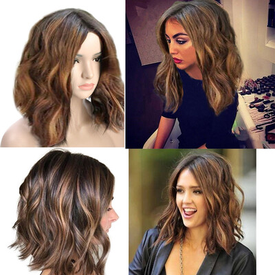 

Gobestart Short Wavy Bobo Human Hair Rose net Wig Glueless Front Wigs Black Women