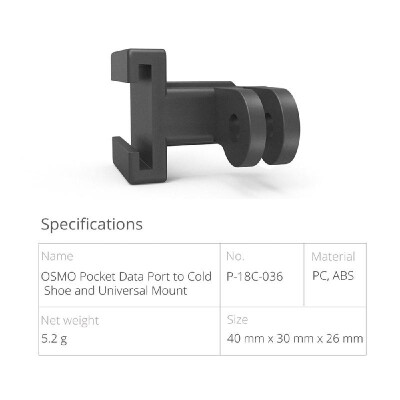 

PGYTECH P-18C-036 Data Port to Cold Shoe&Universal Mount for DJI OSMO Pocket Handheld Gimbal for LED Video Light Microphone Ex