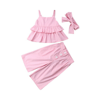 

Toddler Baby Girls Clothes off shoulder Pullover Sleeveless Strap Tops Striped Pants 2pc kids cotton Outfits Summer Hot Sale
