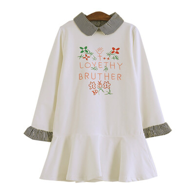 

2019 Girls Dresses New Girls Clothing Sweet Temperament Pleated Waist Long-Sleeved Long Cute Dress