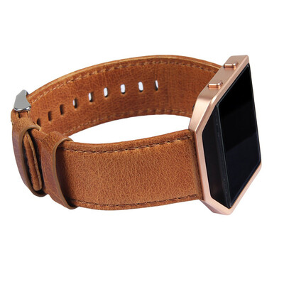 

〖Follure〗Retro leather Watch Bracelet Strap Band Metal Watch Frame For Fitbit Blaze BW
