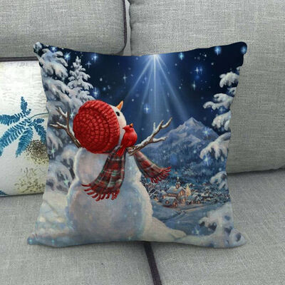 

1pcs Christmas Sofa Pillow Case 3d Snowman Cushion Cover Flax White Lovely