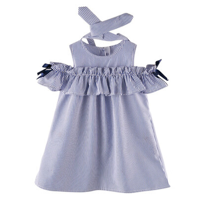 

Summer Baby Girls Off-shoulder Dresses Stripe Print Cotton Cute Kids Party Dresses for Kids Girls Princess Dress Tops Clothes