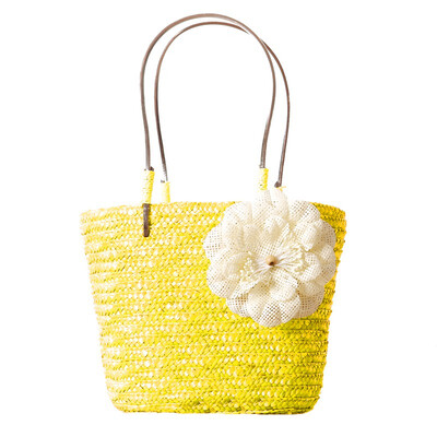 

Fashion Novel Solid Color Handbag Three-dimensional Flower Decoration Handbag Straw Women Handbag