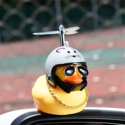 

New Arrival Cartoon Yellow Silica Gel Little Sunglass Duck Shape Car Decoration 12 Zodiac Duck Head Car Accessories