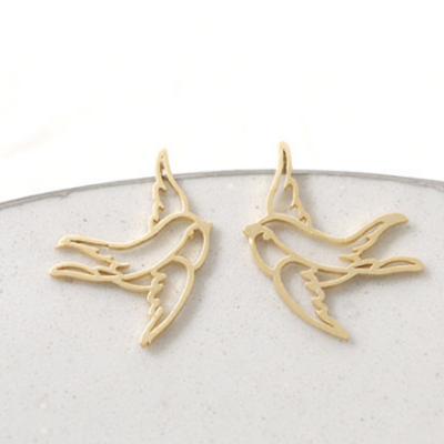

Hollow Lines Flying Swallow Metal Stud Earrings