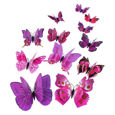 

12Pcs Wall Stickers Double Layer PVC Butterfly Shape Wall Decal Sticker Home Living Room Nursery Outdoor Fences Garden Lawn Backya