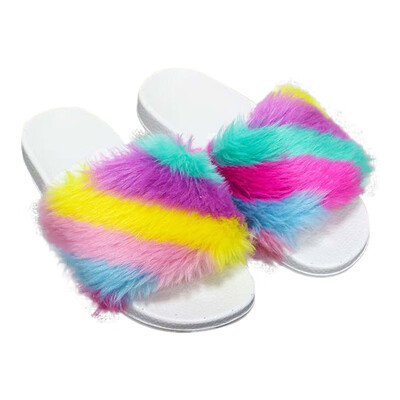 

Womens Fashion Mixed Colors Slippers Ladies Winter Simple Indoor Non-slip Home Shoes