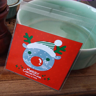 

100pcs Christmas Cellophane Treat Bags Sweet Biscuit Cookie Party Favor Gift