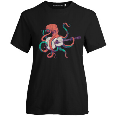 

2019 New Summer Fashion Men Women Octopus Print T Shirt Funny Unisex Graphic Tee Funny Tops