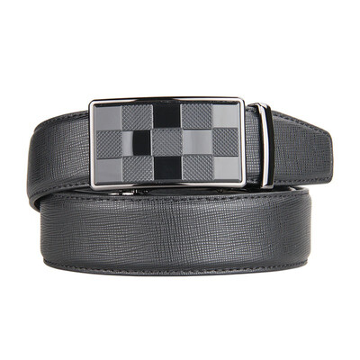

BPSTAR Mens Automatic Buckle Genuine Leather Mens Ratchet Holeless Belt Business High Quality Mens Real Belt for Pants