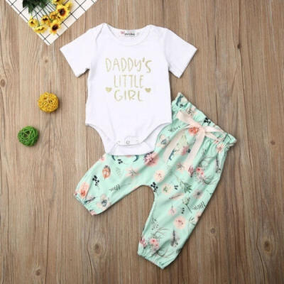 

Newborn Baby Girls Clothing LongShort Letter Sleeve Cotton TopsFloral Long Pants Clothes Set