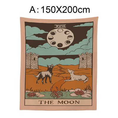 

Gobestart Tarot Tapestry The Moon Star Sun Medieval Europe Divination Wall Hanging Hot