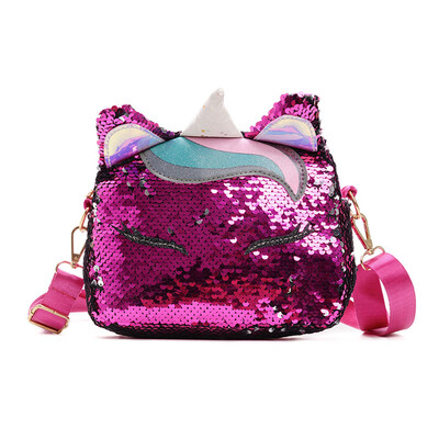 

Lovely Unicorn Shiny Reversible Sequins Mini Handbag Girls School Travel Shoulder Bags