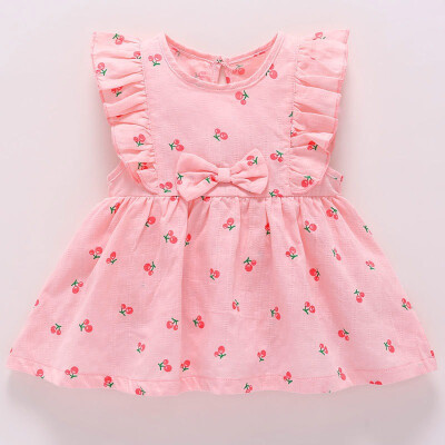 

Girls Dress Children Summer Cute Girls Cotton Cute Breathable Floral Print Sleeveless Sweet Princess Dress