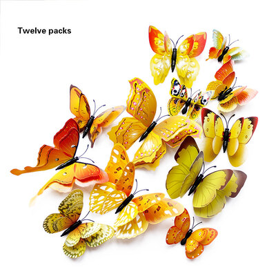 

12pcs Multicolor Double Layer Butterfly 3D Wall Sticker Magnet PVC Butterflies Party Kids Bedroom Fridge Home Decoration