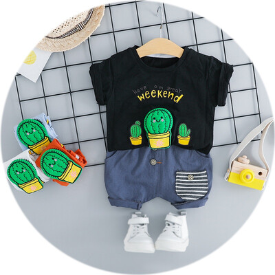 

Toddler Baby Boy Clothes Set Cactus Printed Short Sleeve T-shirt Round Collar Casual TopsPants baby Clothing