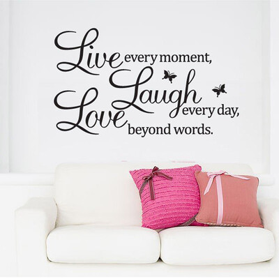 

Live Love Laugh Letters Wall Stickers Removable Environmental PVC Home Decor Transprent Waterproof Vinyl Wall Sticker