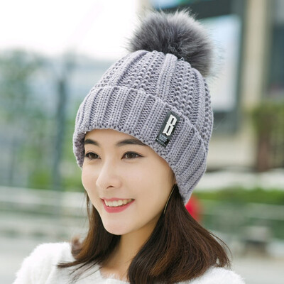 

Fashion Cotton B Letters Knitted Hat And Hat&Scarf Women Soft Winter Warm Beanies Caps Outdoor Sport Hats